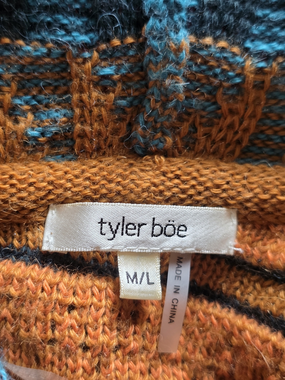 tyler böe Alpaca Wool Blend Knit Poncho M/L Multicolor Geometric Pattern - Picture 3 of 8